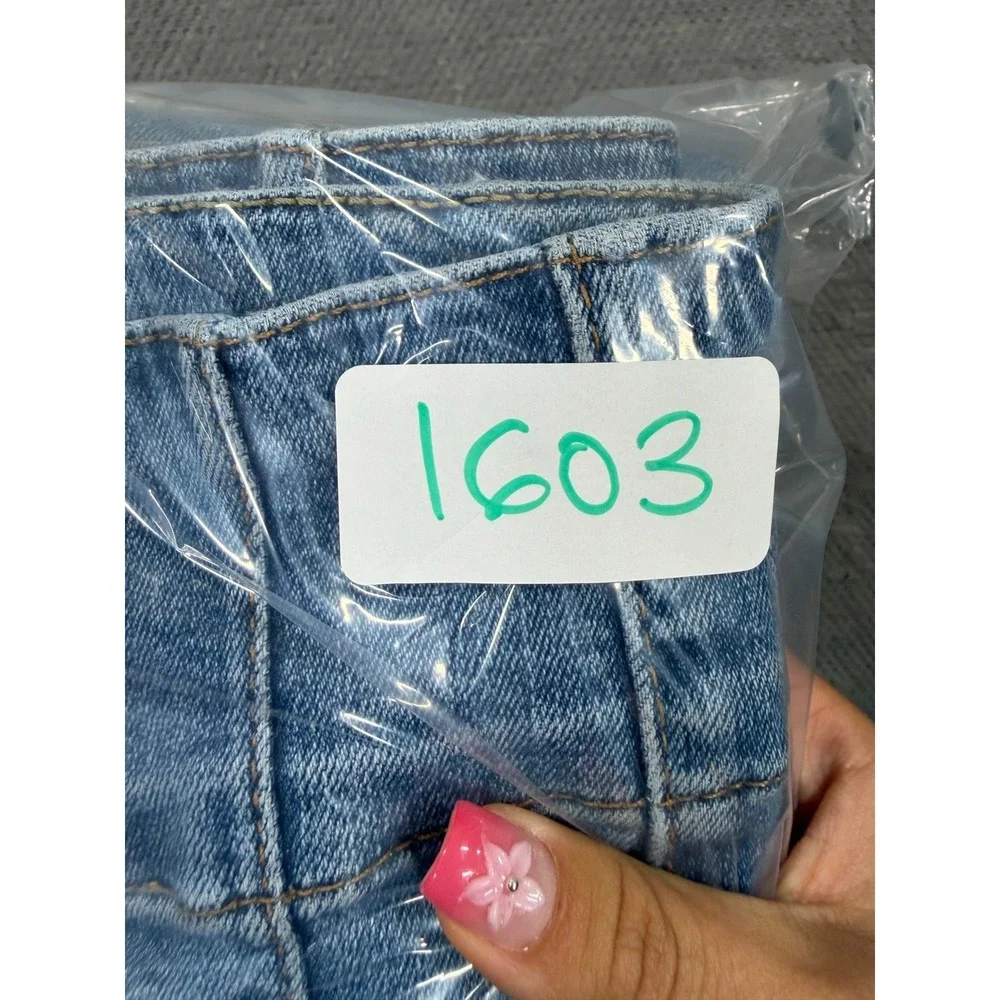 We The Free Free People High Rise Flare Jeans Blue Denim Size 30 Seam Detail